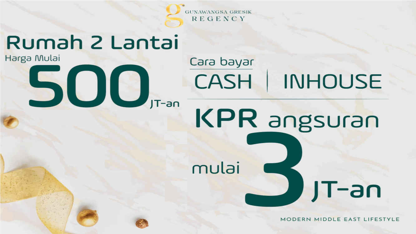 Jual Rumah Gunawangsa Gresik Regency harga mulai 500JT, cicilan 3JT