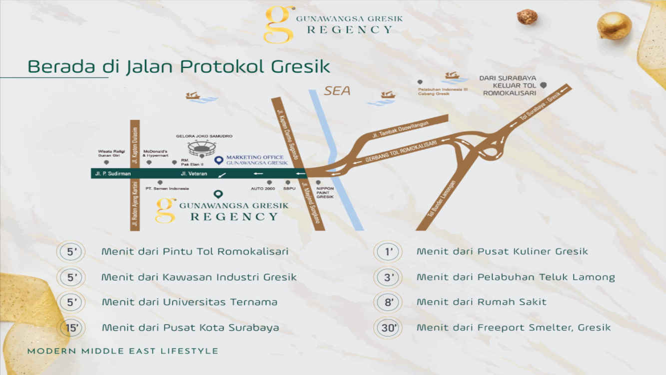 Jual Rumah Gunawangsa Gresik Regency di Jalan Protokol Gresik, yaitu Jl Veteran